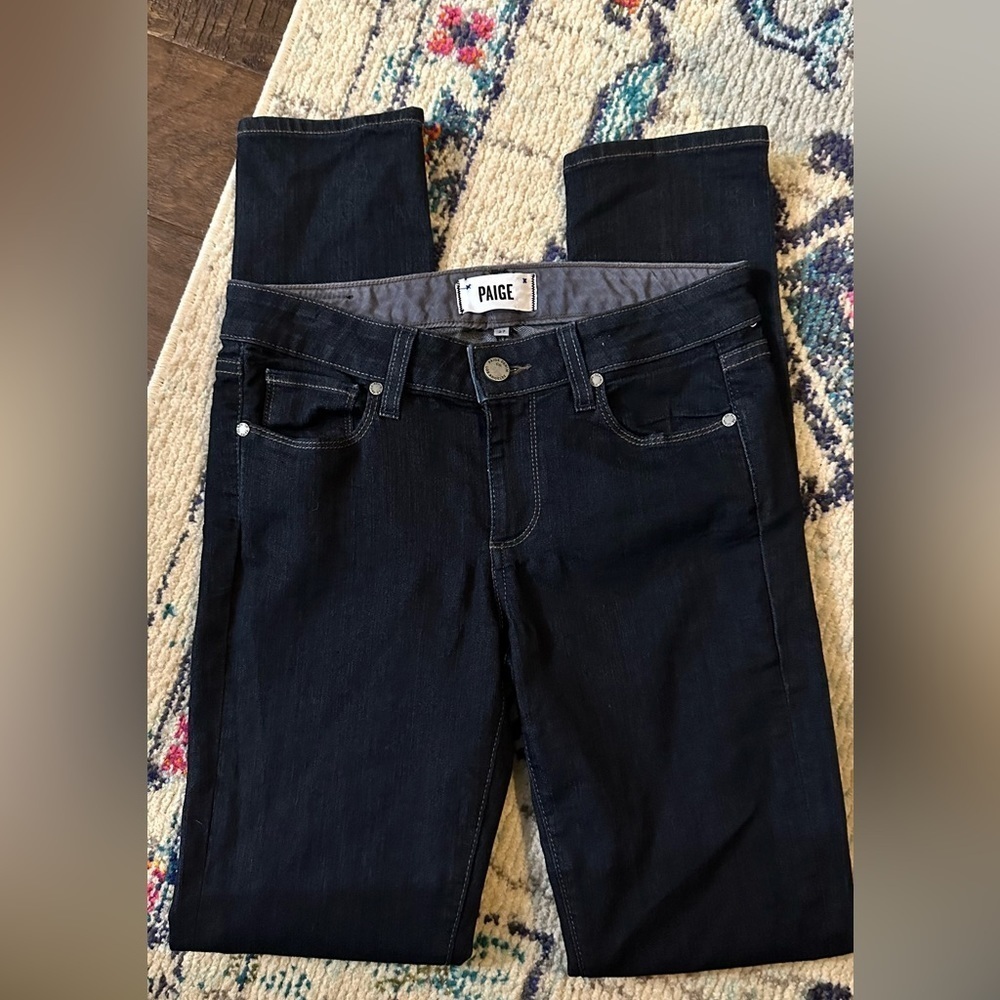 Paige Skyline Skinny Dark Denim Mid Waisted Jean size 27 - Picture 3 of 8